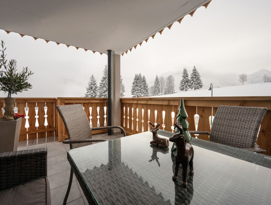 Terrasse mit Aussicht auf die Bergregion rund um Schladming